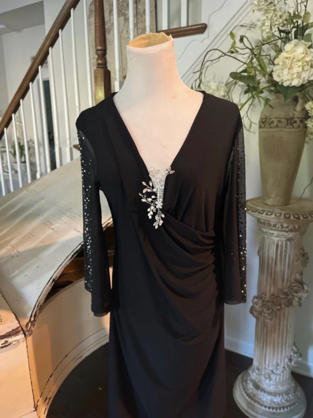 PerSeption Concept Black Long Sleeve Evening Dress